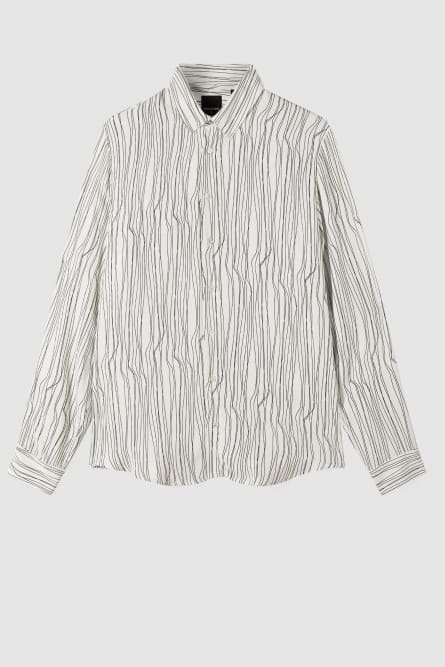 Flowing shirt with graphic viscose print, White, Patrizia Pepe