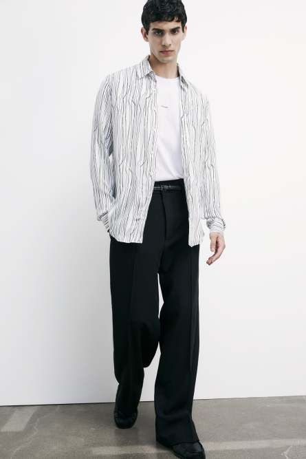 Flowing shirt with graphic viscose print, White, Patrizia Pepe