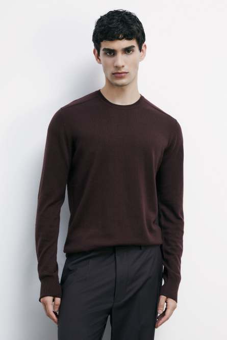 Wool crew neck sweater, Brown, Patrizia Pepe