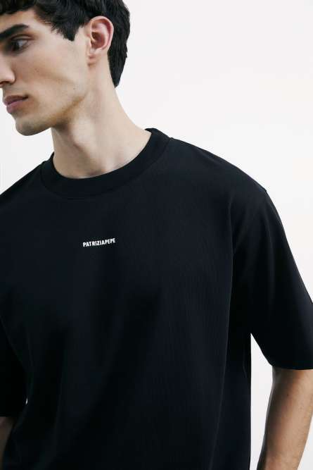 Oversized cotton t-shirt, Black, Patrizia Pepe