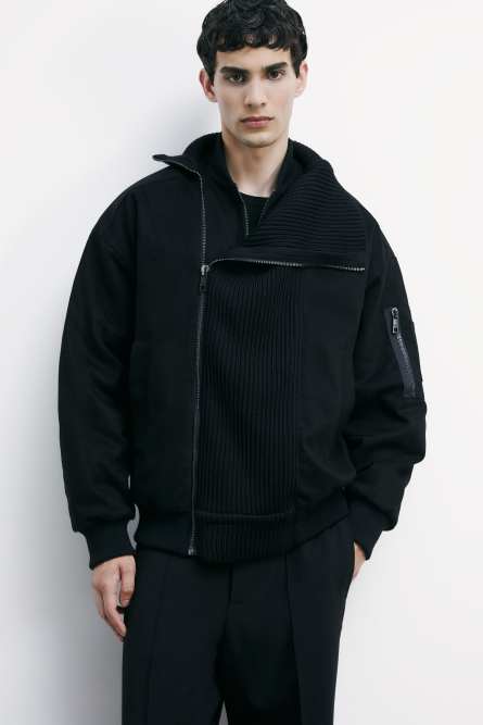 Bomber jacket over with double closure, Black, Patrizia Pepe