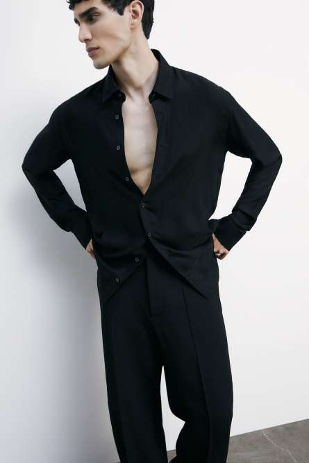 Black fluid twill shirt | Patrizia Pepe