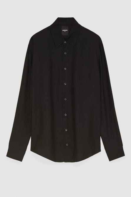 Camisa jacquard de sarga de viscosa, Negro