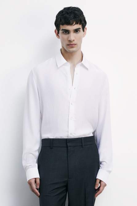 Viscose twill jacquard shirt, White, Patrizia Pepe