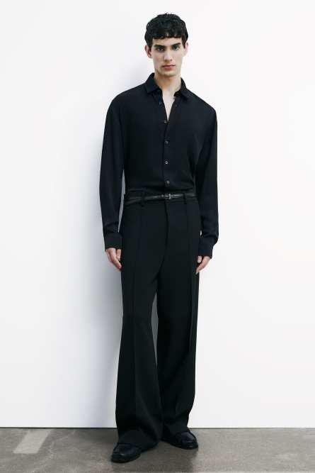 Solid-colored shirt in viscose twill, Black, Patrizia Pepe