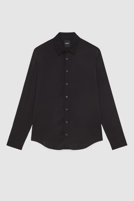 Solid-colored shirt in viscose twill, Black, Patrizia Pepe