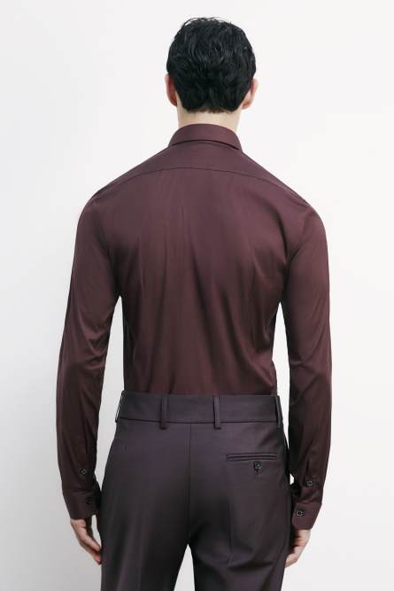 &quot;ESSENTIAL&quot; slim fit poplin shirt, Brown, Patrizia Pepe
