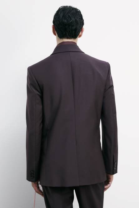 (IM)PERFECTION double-breasted reversible jacket in cool wool, Brown, Patrizia Pepe
