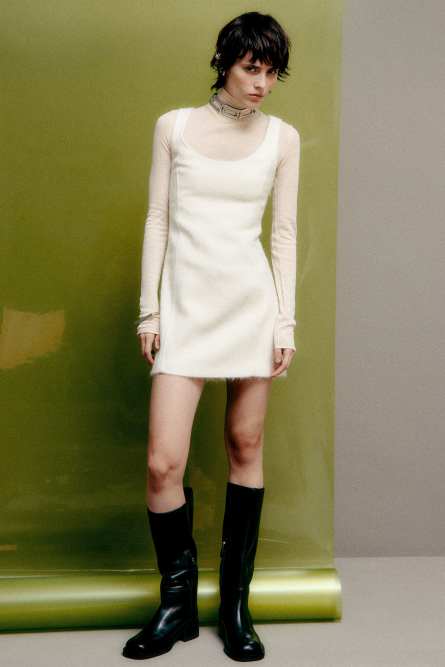 Wool blend soft mini dress, White, Patrizia Pepe