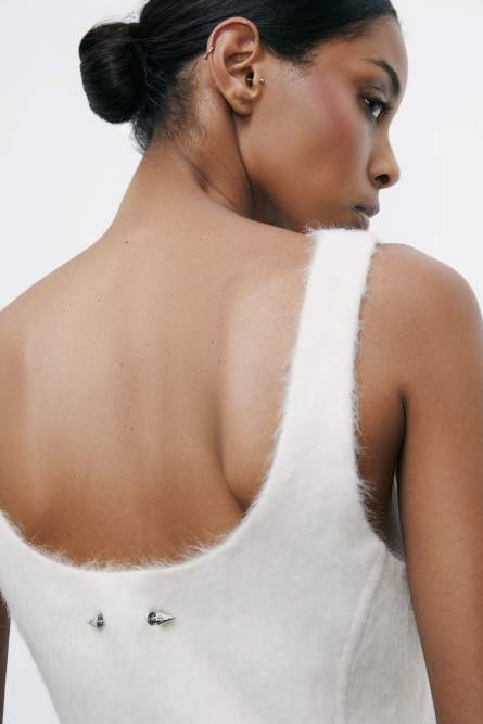 Wool blend soft mini dress, White, Patrizia Pepe