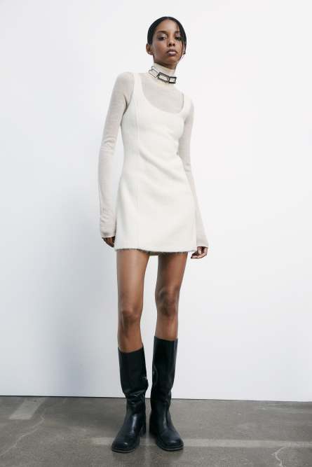 Мини-платье из мягкой смесовой шерсти, Белый, Patrizia Pepe