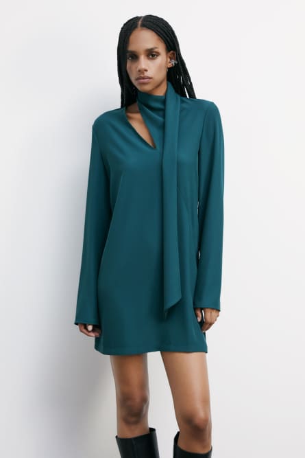 Fluid mini dress with sash, Green, Patrizia Pepe