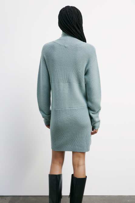 &quot;ESSENTIAL&quot; knit mini dress with zipper, Green, Patrizia Pepe
