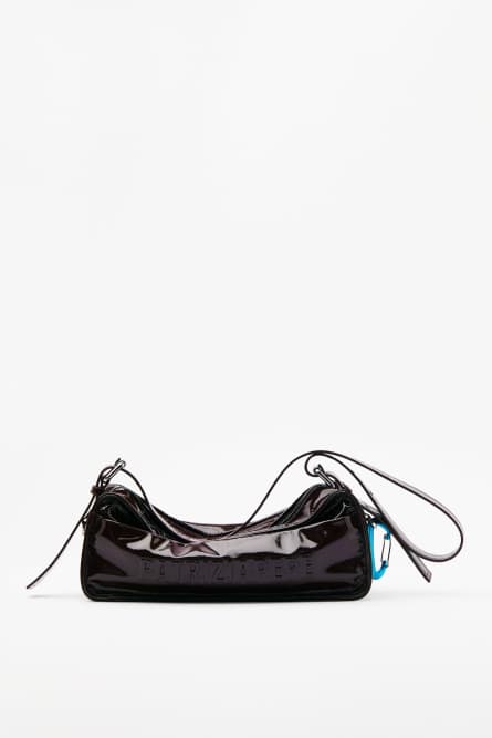 Блестящая кожаная сумка на ремне через плечо (IM)PERFECTION средняя, бордовый, Patrizia Pepe