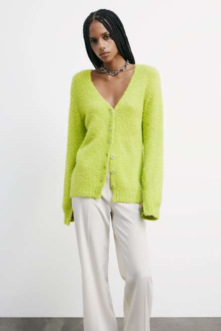 Fluffy cardigan, Green, Patrizia Pepe