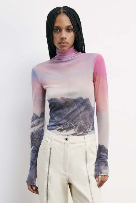 Top mit hohem Kragen Chimeric Mountains, Rosa, Patrizia Pepe