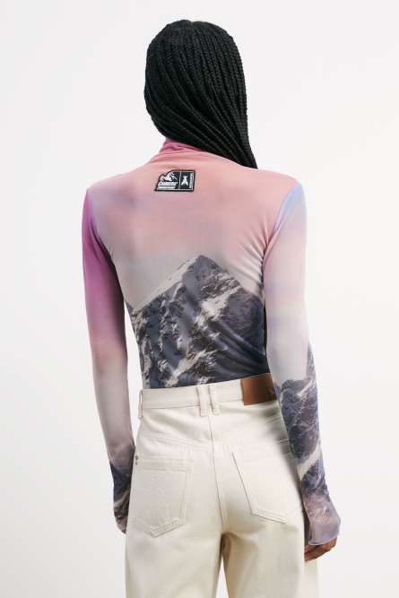 Top mit hohem Kragen Chimeric Mountains, Rosa, Patrizia Pepe