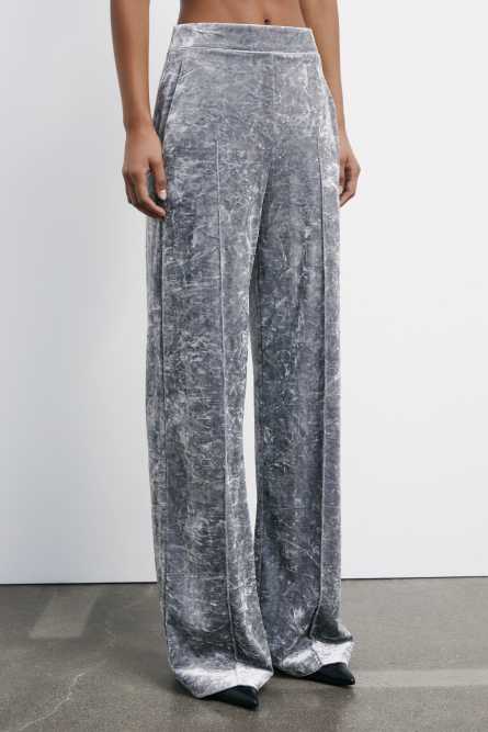 &quot;ESSENTIAL&quot; velvet pants, Grey, Patrizia Pepe