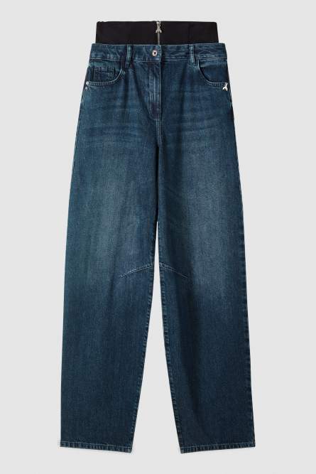 Baggy jeans with corset, Blue, Patrizia Pepe