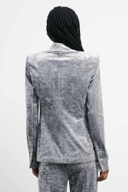 &quot;ESSENTIAL&quot; velvet blazer, Grey, Patrizia Pepe