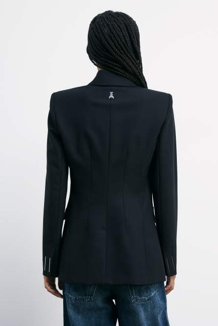 &quot;ESSENTIAL&quot; double-breasted blazer, Black, Patrizia Pepe