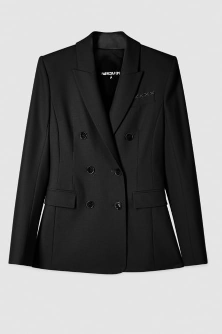 &quot;ESSENTIAL&quot; double-breasted blazer, Black, Patrizia Pepe
