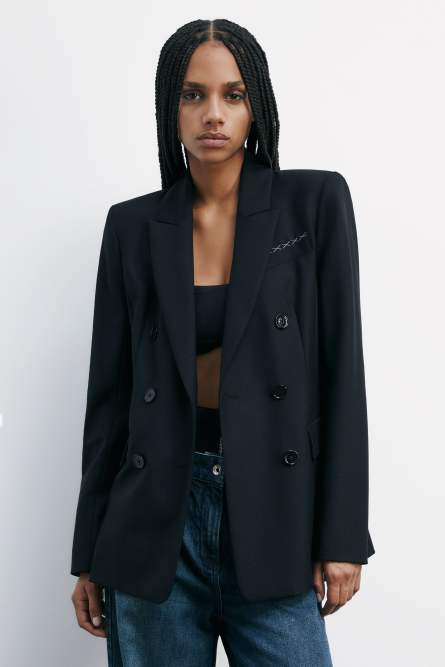 &quot;ESSENTIAL&quot; double-breasted blazer, Black, Patrizia Pepe