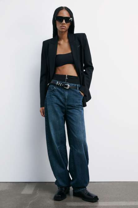 Baggy jeans with corset, Blue, Patrizia Pepe