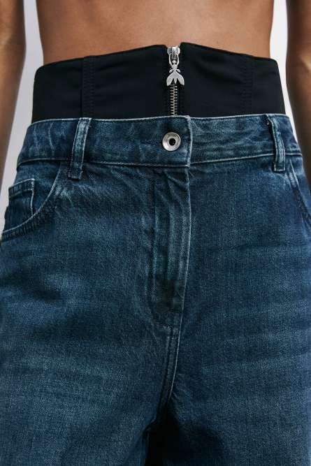Baggy jeans with corset, Blue, Patrizia Pepe