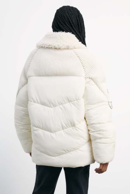 Fluffy down jacket with collar, White, Patrizia Pepe