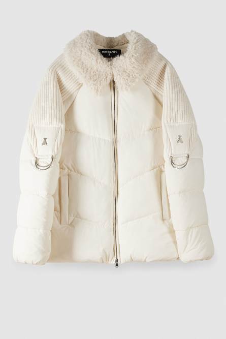Fluffy down jacket with collar, White, Patrizia Pepe