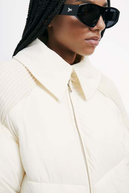 Fluffy down jacket with collar, White, Patrizia Pepe