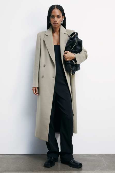 &quot;ESSENTIAL&quot; long coat with belt, Beige, Patrizia Pepe