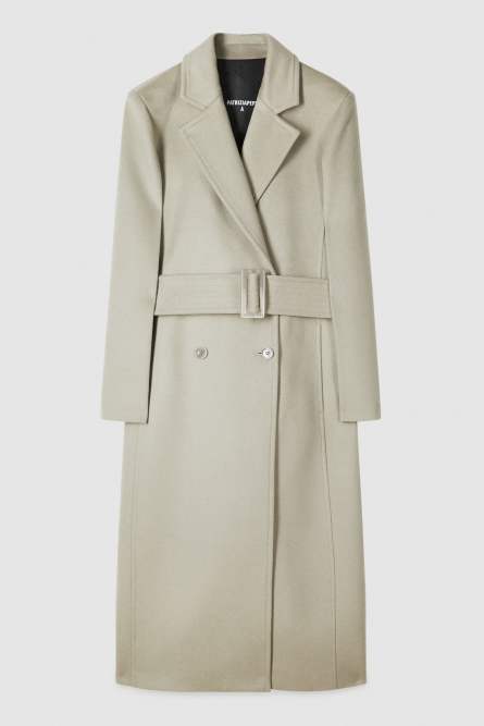 &quot;ESSENTIAL&quot; long coat with belt, Beige, Patrizia Pepe