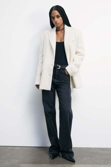 Soft wool-blend blazer, White, Patrizia Pepe