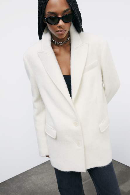 Soft wool-blend blazer, White, Patrizia Pepe