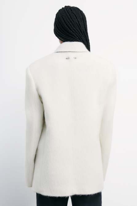 Soft wool-blend blazer, White, Patrizia Pepe