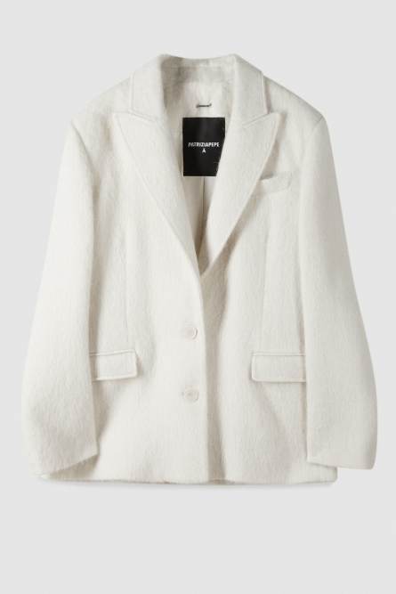 Soft wool-blend blazer, White, Patrizia Pepe