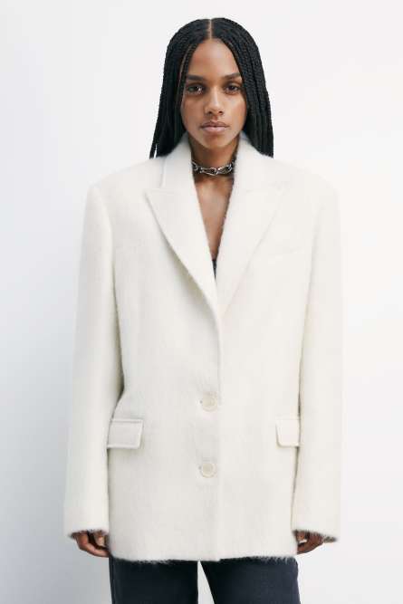 Soft wool-blend blazer, White, Patrizia Pepe