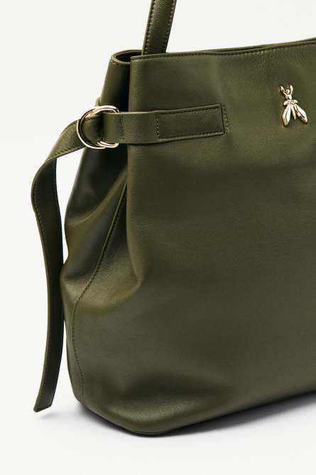 New Business glossy bucket bag, Green, Patrizia Pepe