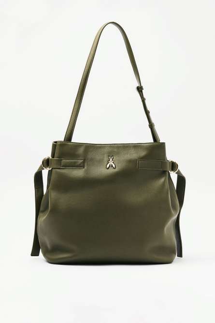 New Business glossy bucket bag, Green, Patrizia Pepe