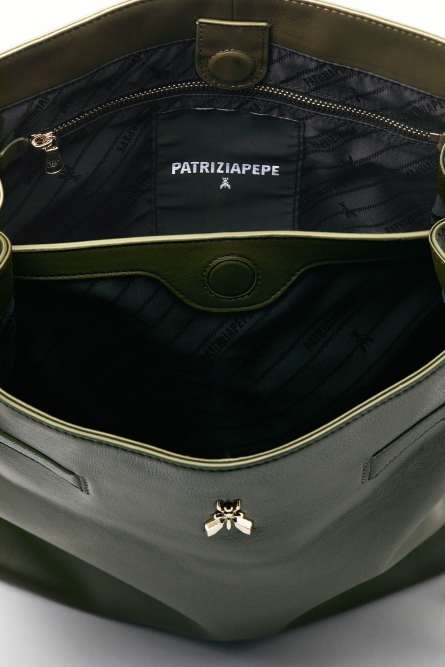 New Business glossy bucket bag, Green, Patrizia Pepe