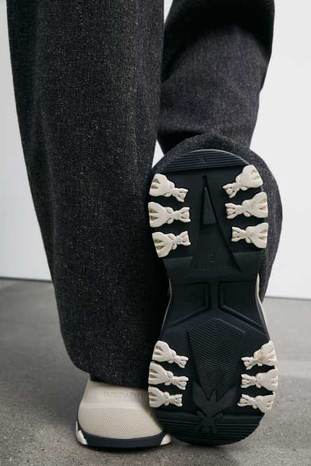 Leather running sneakers, Beige, Patrizia Pepe