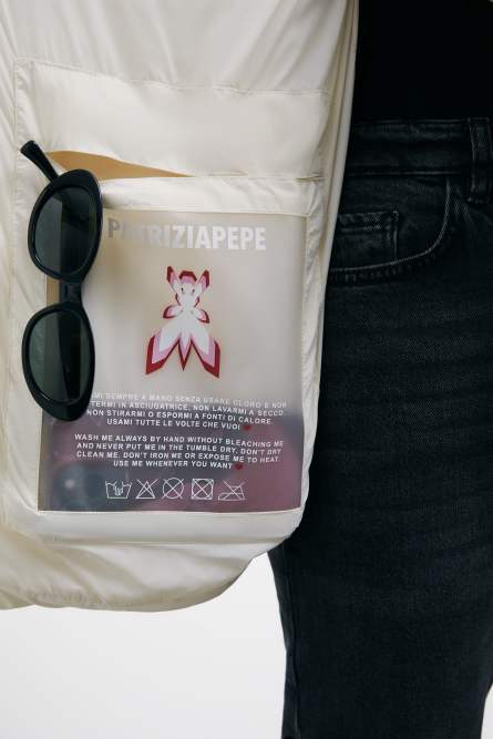 Fluffy down jacket with collar, White, Patrizia Pepe