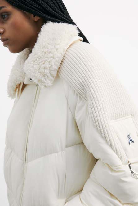 Fluffy down jacket with collar, White, Patrizia Pepe