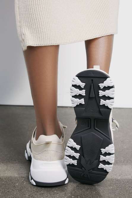 Leather running sneakers, Beige, Patrizia Pepe