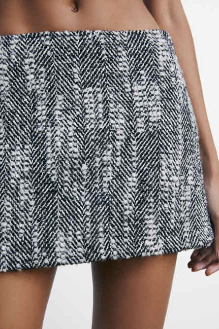 Textured melange mini skirt, Black, Patrizia Pepe