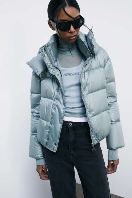 Short hooded down jacket, Green, Patrizia Pepe