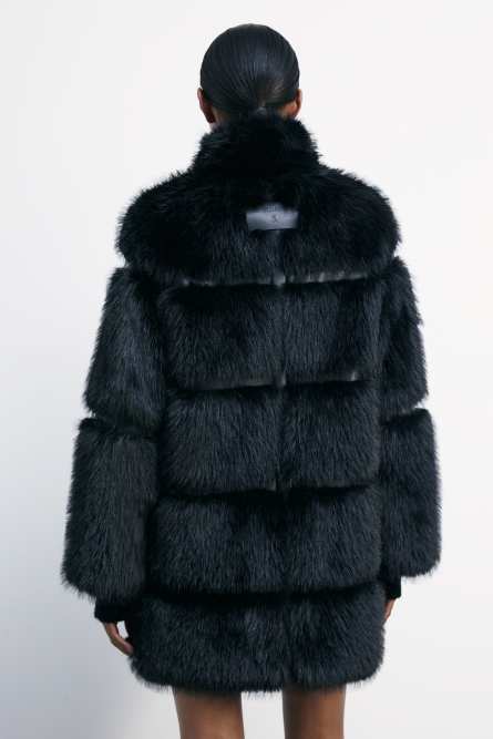 Fluffy midi jacket, Black, Patrizia Pepe