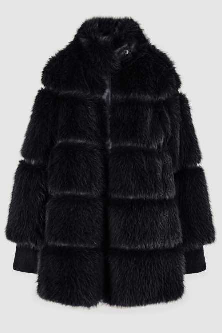 Fluffy midi jacket, Black, Patrizia Pepe